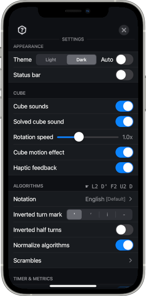 CubePal Main Settings